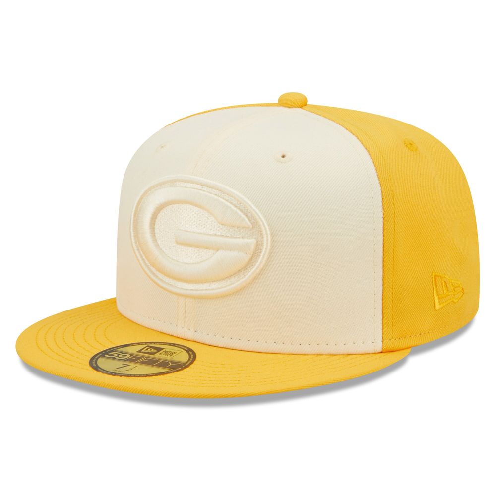 Men's New Era Cream/Gold Green Bay Packers Tonal Super Bowl XXXI Side Patch 59FIFTY Fitted Hat