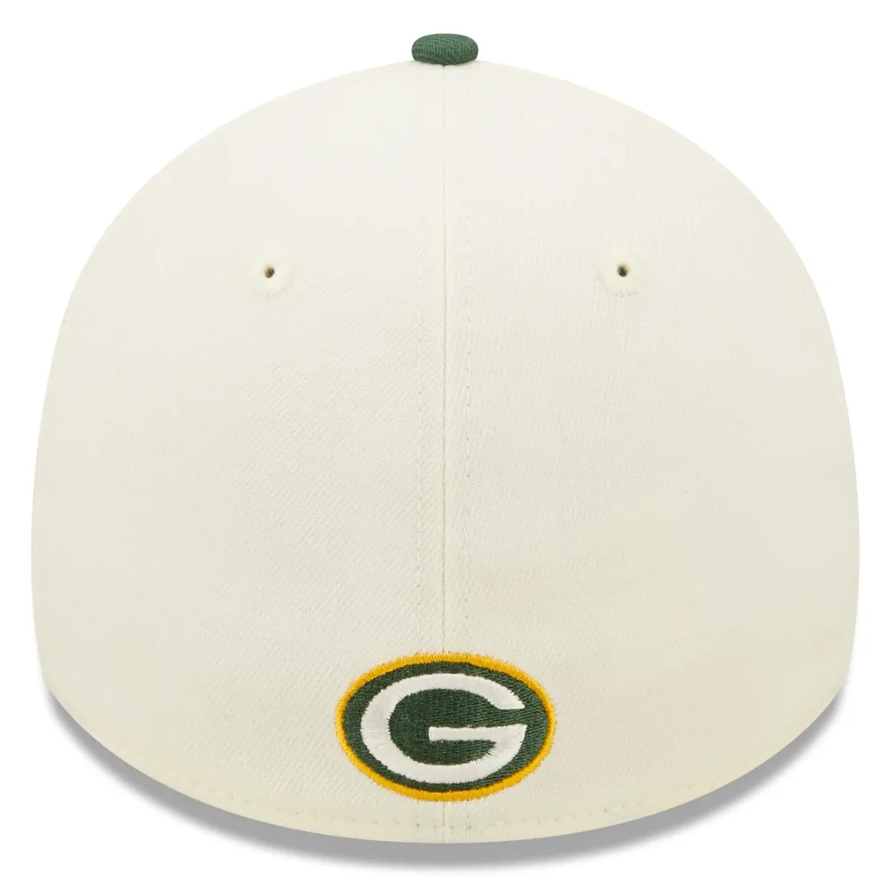 Casquette New Era 2022 Sideline 39THIRTY 2-Tone Flex pour homme, crème/vert Green Bay Packers