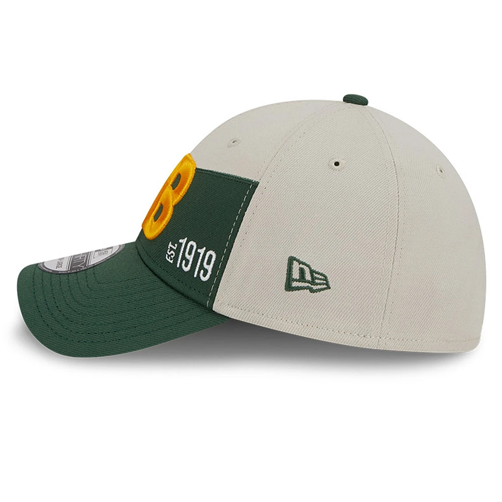 Casquette Flex New Era pour homme, crème/vert Green Bay Packers 2023 Sideline Historic 39THIRTY