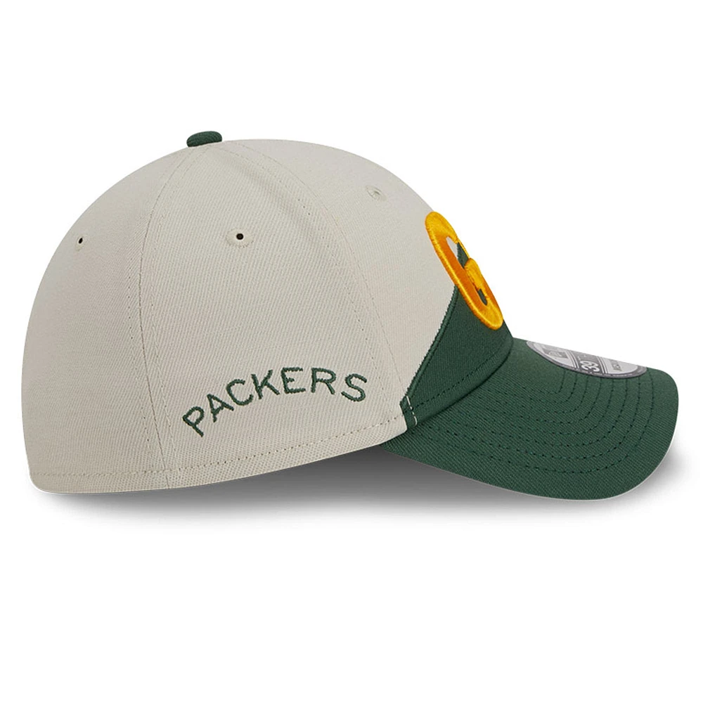 Casquette Flex New Era pour homme, crème/vert Green Bay Packers 2023 Sideline Historic 39THIRTY