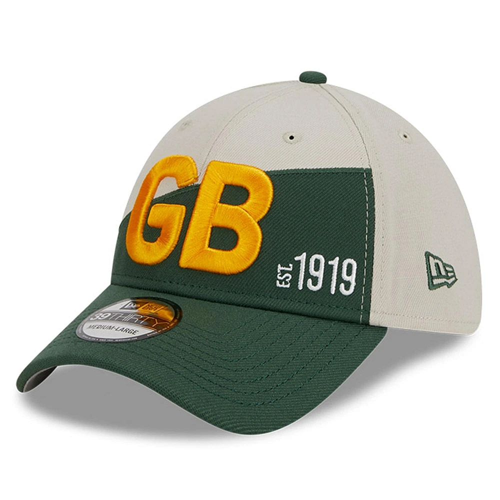 Men's New Era Cream/Green Green Bay Packers 2023 Sideline Historic 39THIRTY Flex Hat