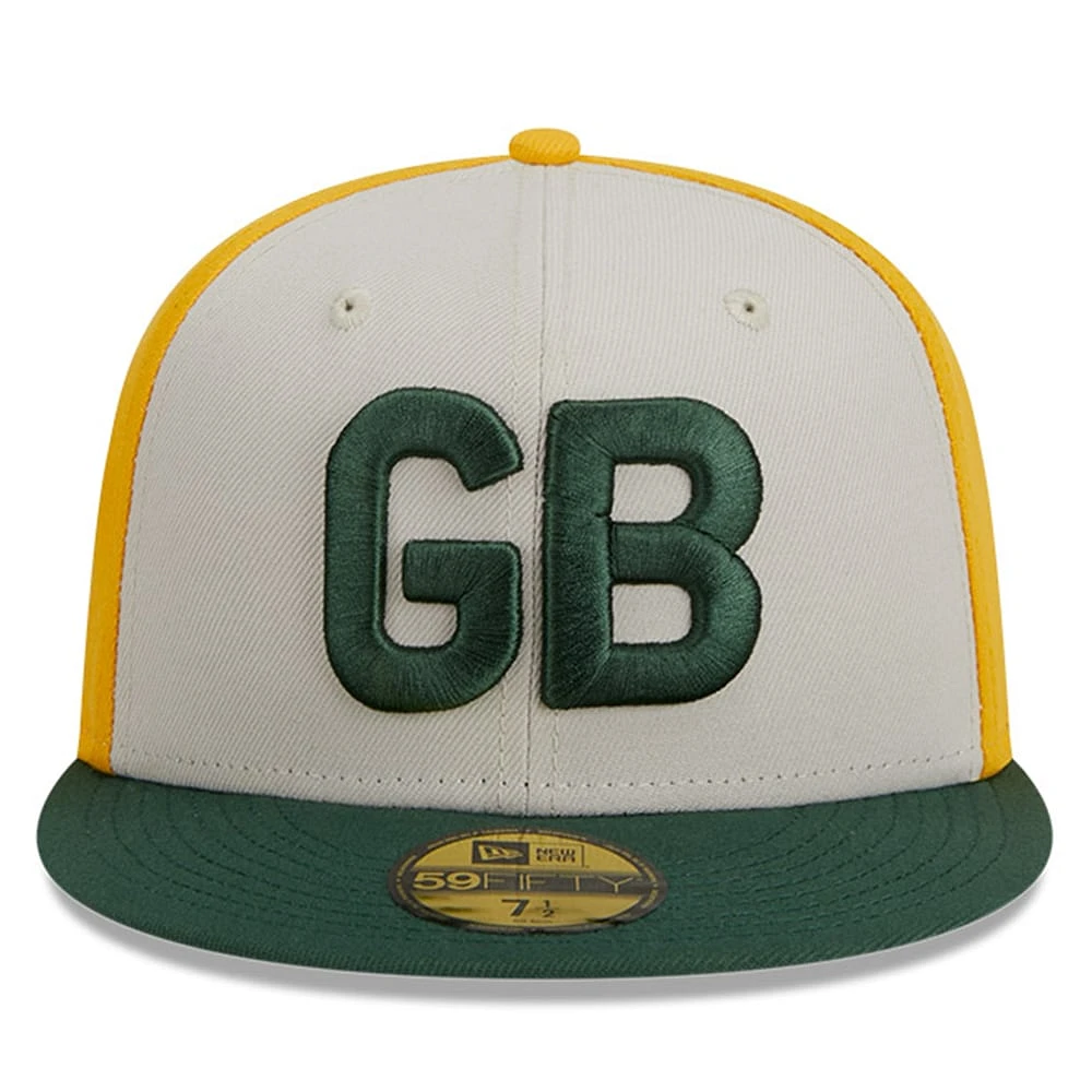 Casquette ajustée New Era 2023 Sideline Historic 59FIFTY pour homme, crème/vert Green Bay Packers