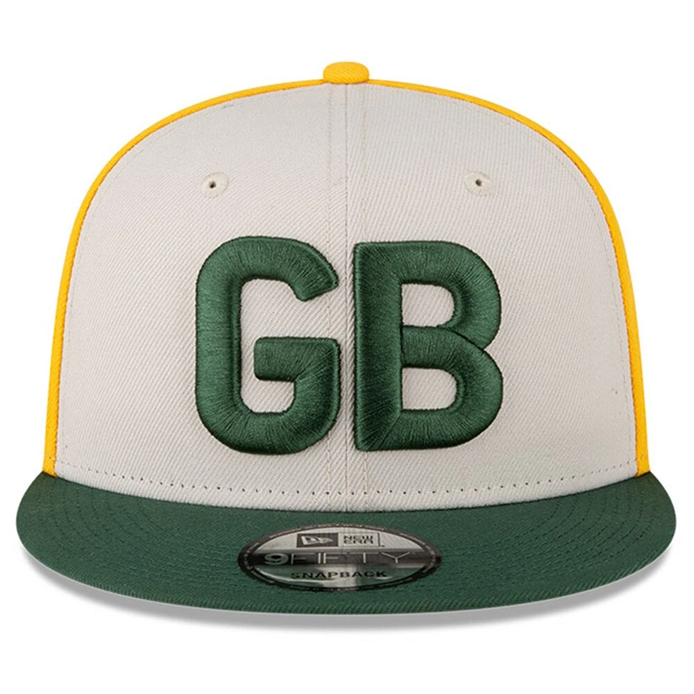 Casquette Snapback 9FIFTY Historic 2023 Sideline Historic des Packers de Green Bay New Era pour homme, crème/vert