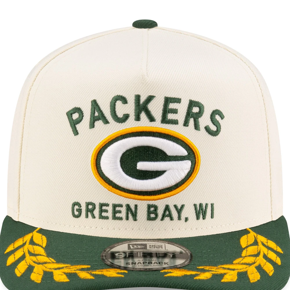 Men's New Era Cream/Green Green Bay Packers 2025 NFL Draft 9FIFTY A-Frame Snapback Hat