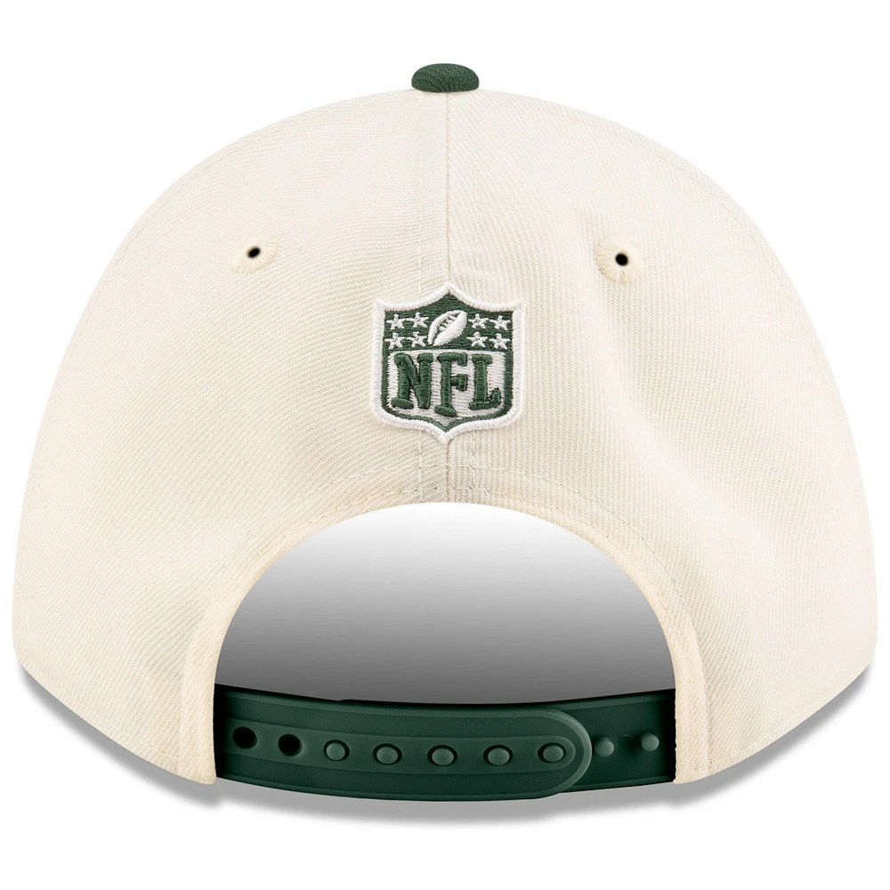 Casquette ajustable New Era 9FORTY M-Crown A-Frame pour homme, couleur crème/vert, des Packers de Green Bay, draft NFL 2025