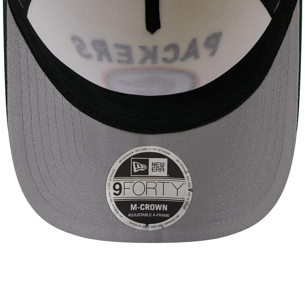 Casquette ajustable New Era 9FORTY M-Crown A-Frame pour homme, couleur crème/vert, des Packers de Green Bay, draft NFL 2025