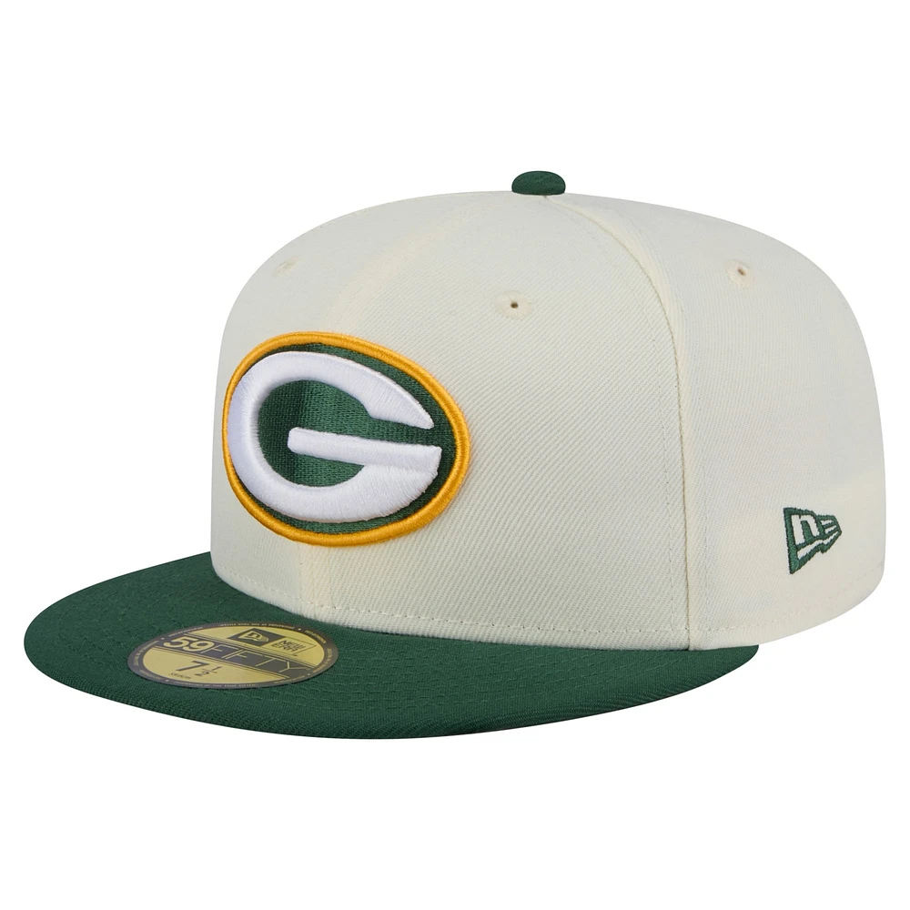 Casquette ajustée 59FIFTY des Packers de Green Bay pour homme New Era crème/vert