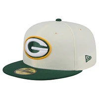 Casquette ajustée 59FIFTY des Packers de Green Bay pour homme New Era crème/vert