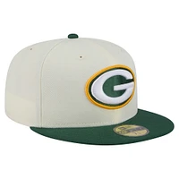Casquette ajustée 59FIFTY des Packers de Green Bay pour homme New Era crème/vert