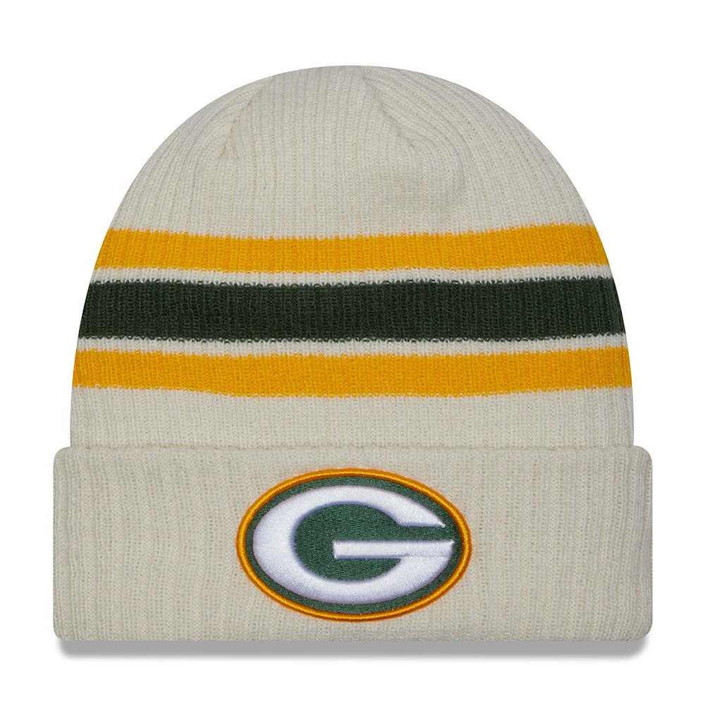 Bonnet en tricot à revers et rayures de l'équipe Green Bay Packers New Era pour hommes