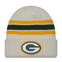 Bonnet en tricot à revers et rayures de l'équipe Green Bay Packers New Era pour hommes