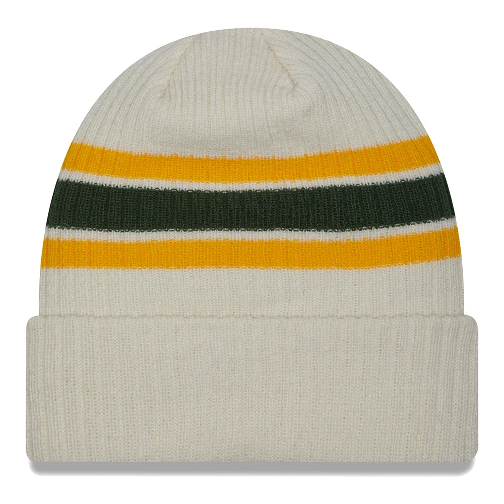 Bonnet en tricot à revers et rayures de l'équipe Green Bay Packers New Era pour hommes
