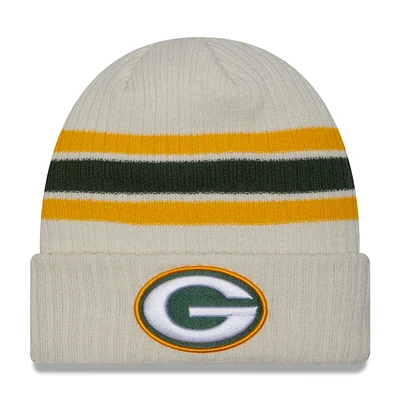 Bonnet en tricot à revers et rayures de l'équipe Green Bay Packers New Era pour hommes
