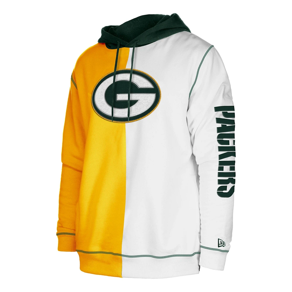 Sweat à capuche enfiler raglan Third Down Split Green Bay Packers New Era pour homme, or/blanc