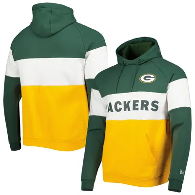 Green Bay Packers New Era Colorblock Current Pullover Hoodie - Gold