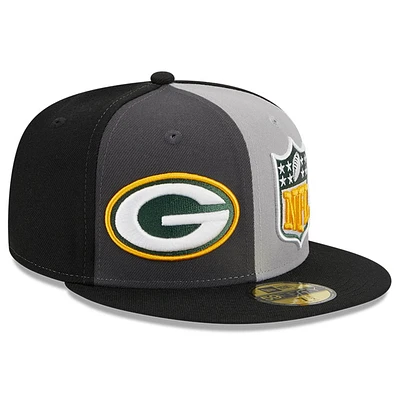 Casquette ajustée 59FIFTY Sideline des Green Bay Packers 2023 New Era pour homme, gris/noir