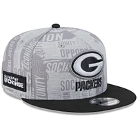Casquette Snapback 9FIFTY New Era pour hommes, gris/noir, Green Bay Packers Inspire Change