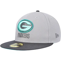 Casquette ajustée 59FIFTY Aqua Pop pour homme New Era Gris/Graphite Green Bay Packers