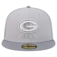 Men's New Era Gray/Graphite Green Bay Packers Iron Cloud 59FIFTY Fitted Hat