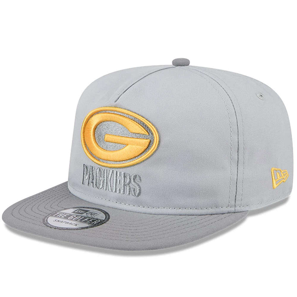 Men's New Era Gray Green Bay Packers 2024 NFL Training Camp Golfer Snapback Hat