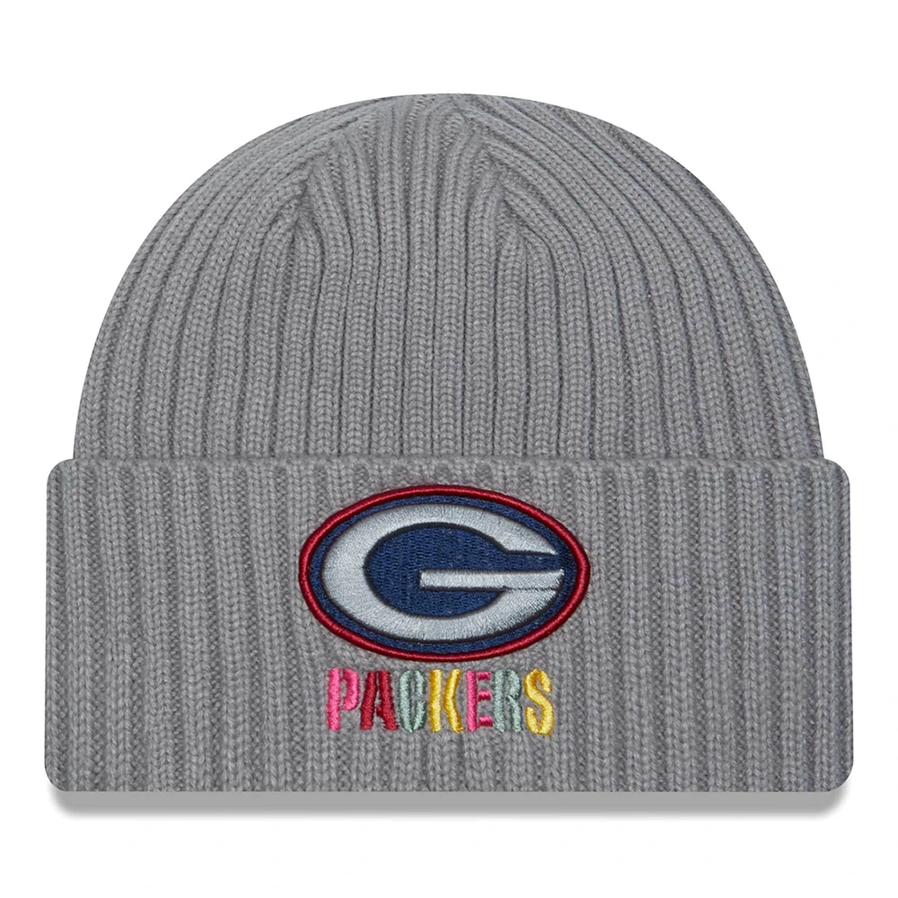 Bonnet en tricot à revers multiples New Era pour hommes, gris Green Bay Packers Color Pack