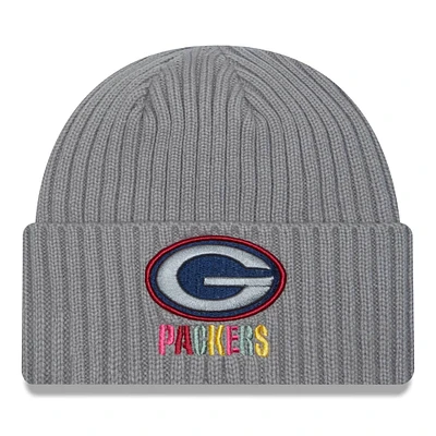 Bonnet en tricot à revers multiples New Era pour hommes, gris Green Bay Packers Color Pack