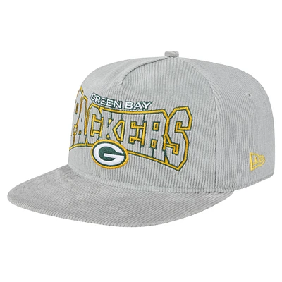 Men's New Era Gray Green Bay Packers Throwback Corded Golfer Snapback Hat