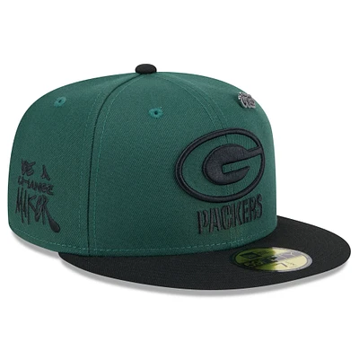 Men's New Era Green/Black Green Bay Packers 2024 Inspire Change 59FIFTY Fitted Hat