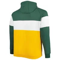 Sweat à capuche raglan New Era vert/doré pour homme Green Bay Packers Big & Tall Current Team en molleton blocs de couleurs