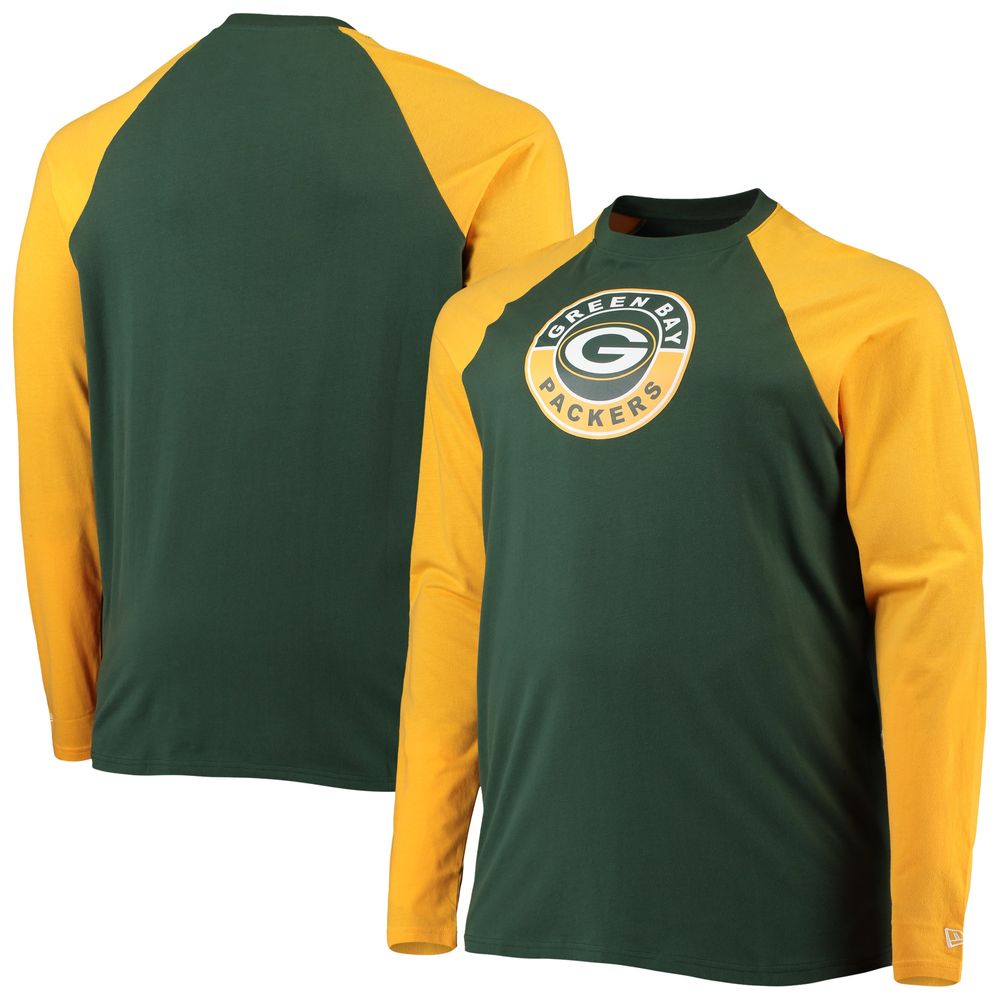 New Era Men's New Era Green/Gold Green Bay Packers Big & Tall League Raglan  Long Sleeve T-Shirt