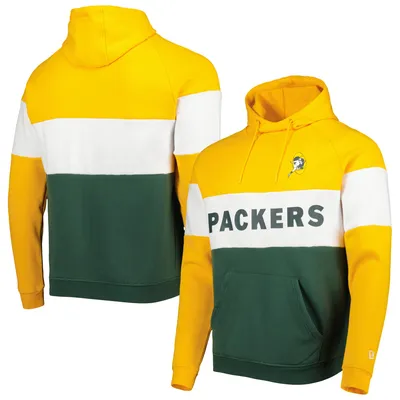 Sweat à capuche New Era vert/doré Green Bay Packers pour homme avec blocs de couleurs