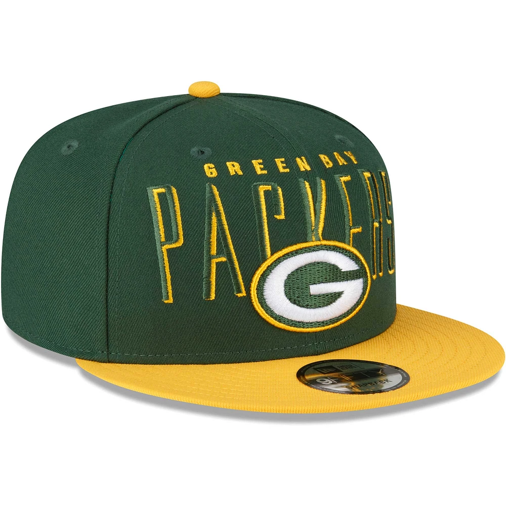 Casquette Snapback 9FIFTY Headline New Era pour hommes, vert/or, Green Bay Packers