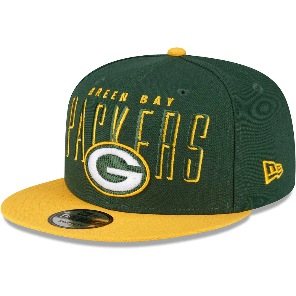 Casquette Snapback 9FIFTY Headline New Era pour hommes, vert/or, Green Bay Packers