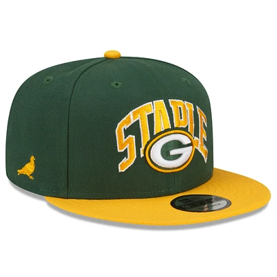 Casquette New Era Green/Or Green Bay Packers NFL x Staple Collection 9FIFTY Snapback réglable pour homme