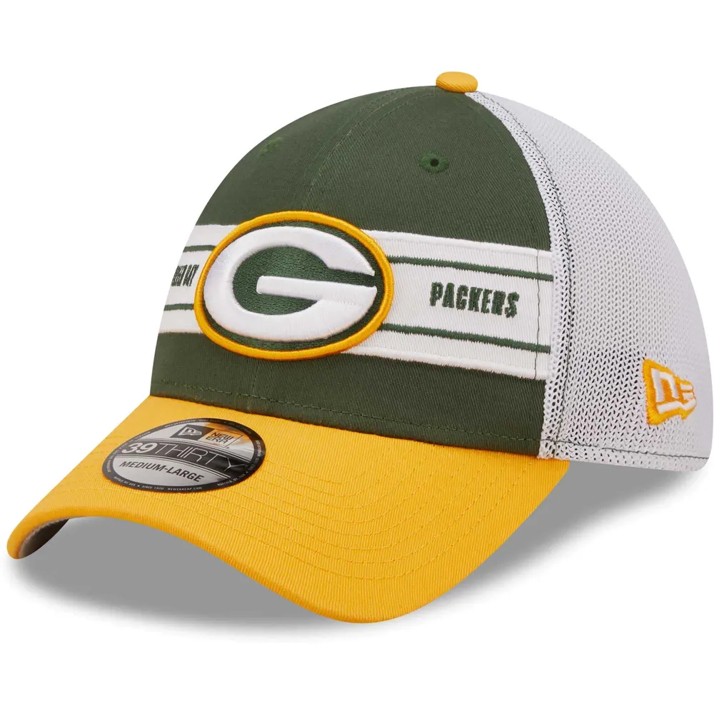 Casquette 39THIRTY à bandes de l'équipe Green Bay Packers New Era pour homme - vert/doré flex