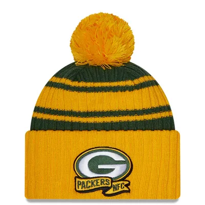 Youth Green Bay Packers New Era Green Repeat Cuffed Knit Hat with Pom