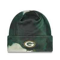 Men's New Era Green Green Bay Packers 2022 Sideline - Ink Dye Cuffed Knit Hat