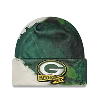 Men's New Era Green Green Bay Packers 2022 Sideline - Ink Dye Cuffed Knit Hat