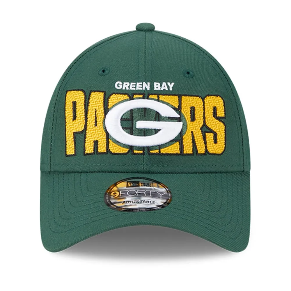 Casquette réglable New Era Green Bay Packers 2023 NFL Draft 9FORTY pour homme