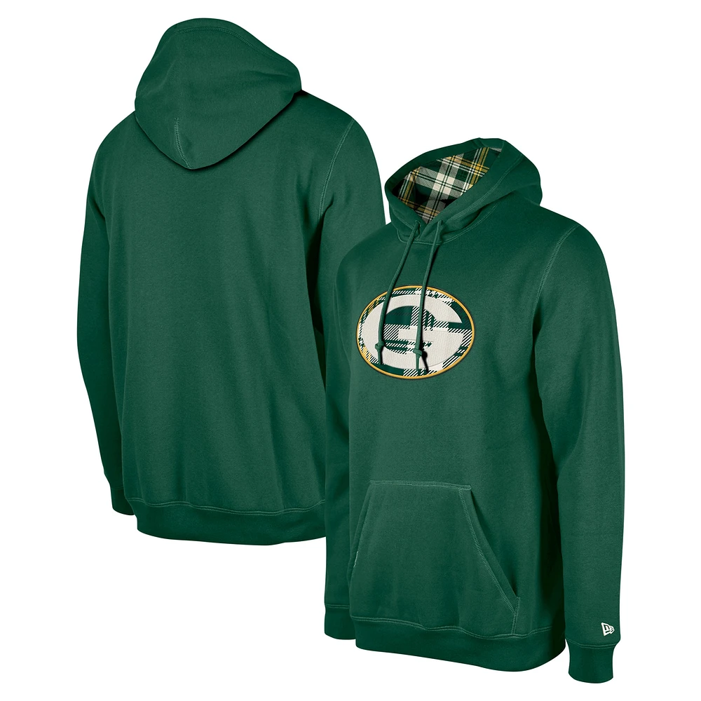 Men's New Era Green Bay Packers 3rd Down Plaid Pullover Hoodie