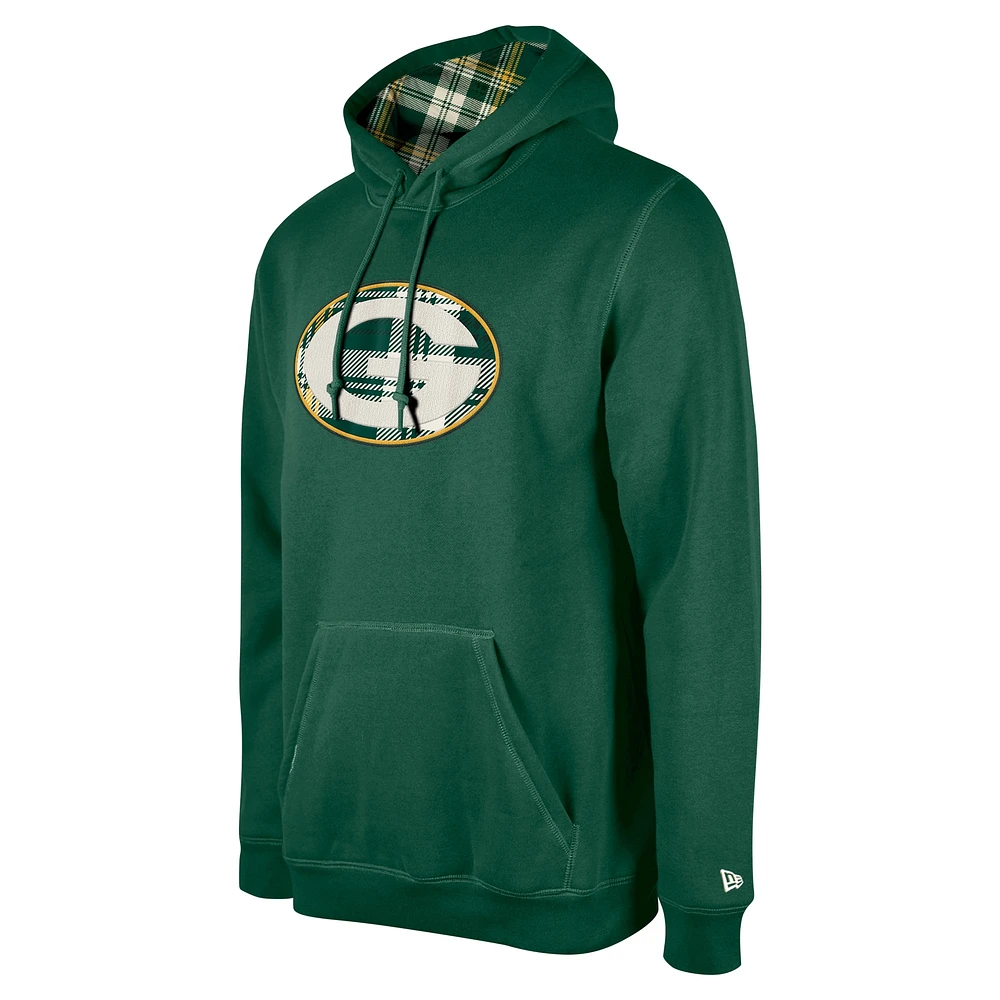 Men's New Era Green Bay Packers 3rd Down Plaid Pullover Hoodie