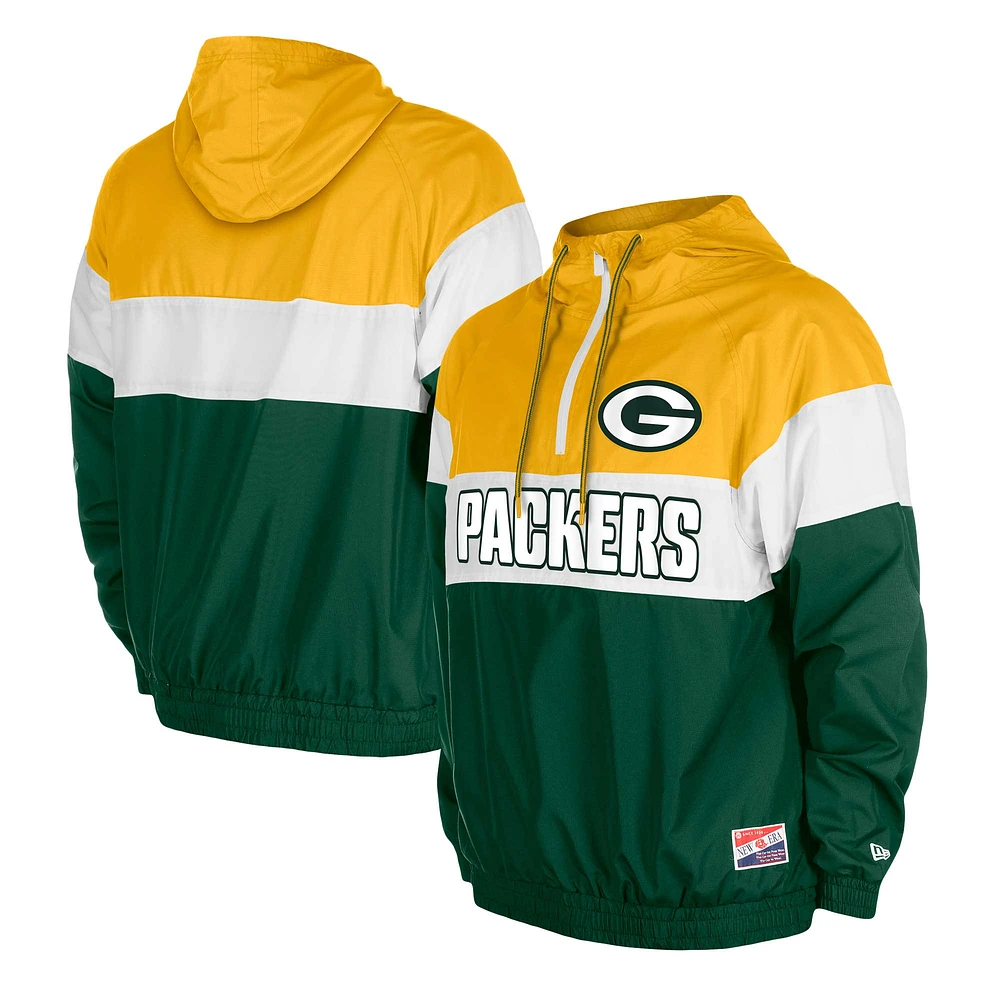 Men's New Era Green Bay Packers 3rd Down Raglan Quarter-Zip Windbreaker Jacket