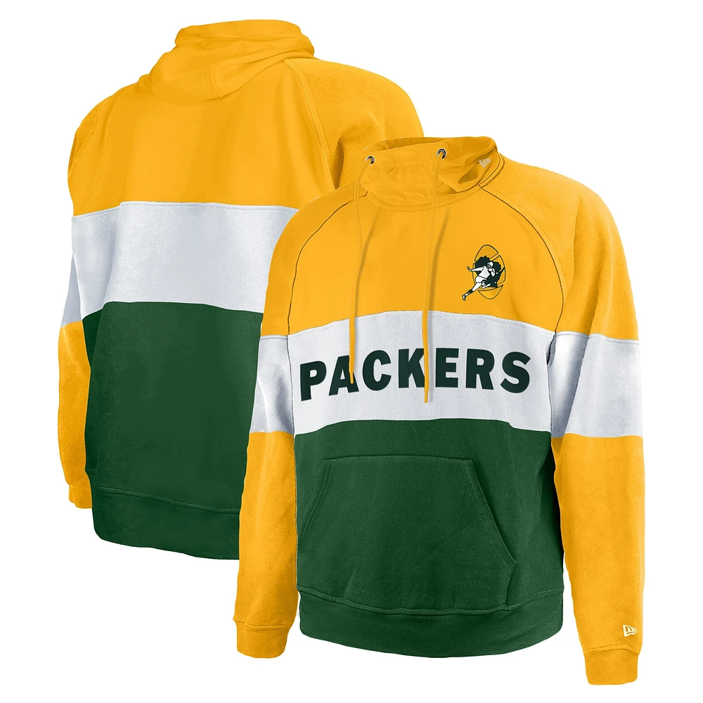 Pull à capuche blocs de couleurs Big & Tall Throwback Green Bay Packers New Era pour homme