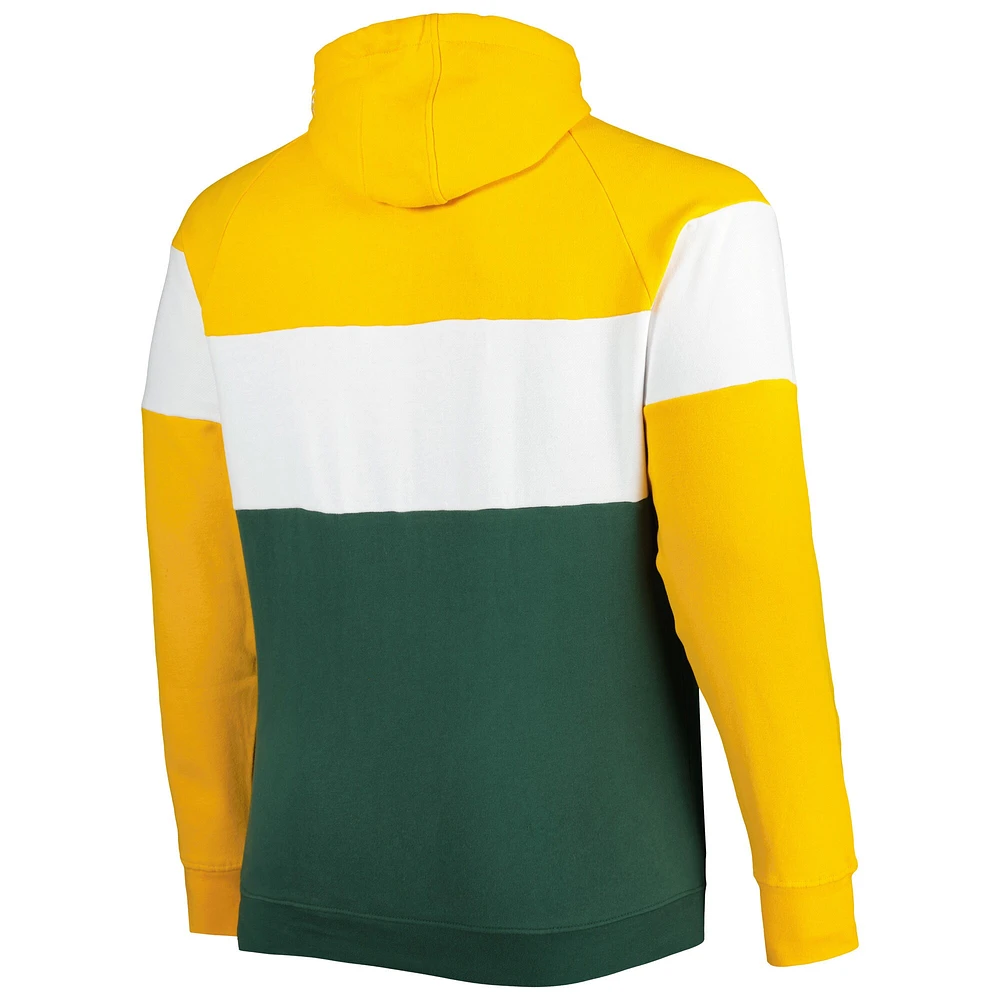 Men's New Era Green Bay Packers Big & Tall Throwback Colorblock Raglan Pullover Hoodie