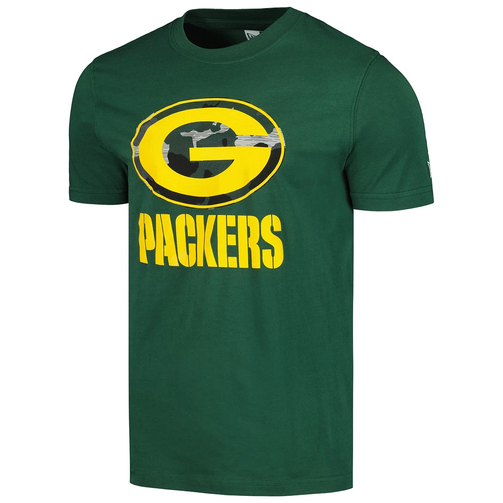 T-shirt à logo camouflage New Era pour hommes, vert, Green Bay Packers