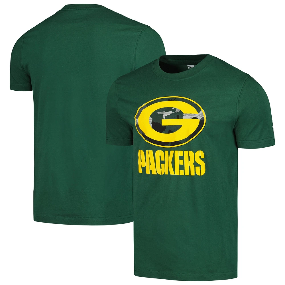 T-shirt à logo camouflage New Era pour hommes, vert, Green Bay Packers