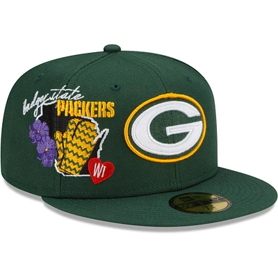 Men's New Era Green Bay Packers City Cluster 59FIFTY Fitted Hat