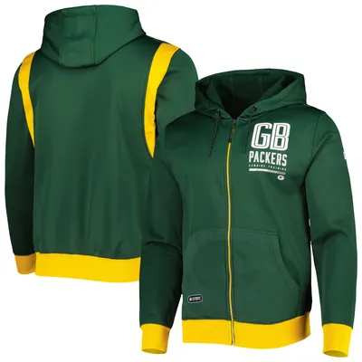 Women's New Era Green Green Bay Packers Tie Dye Fleece Full-Zip Hoodie