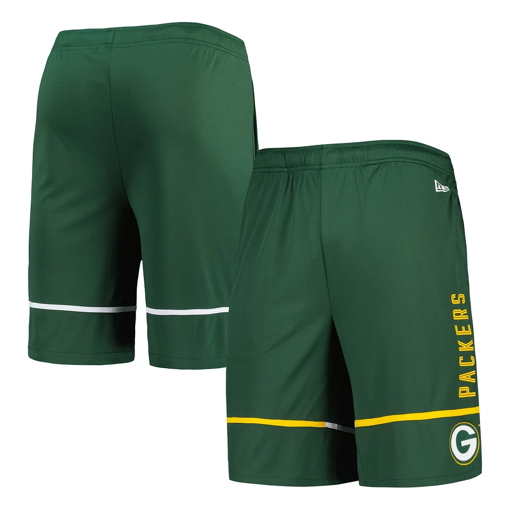 Short d'entraînement New Era Green Bay Packers Combine Authentic Rusher pour homme