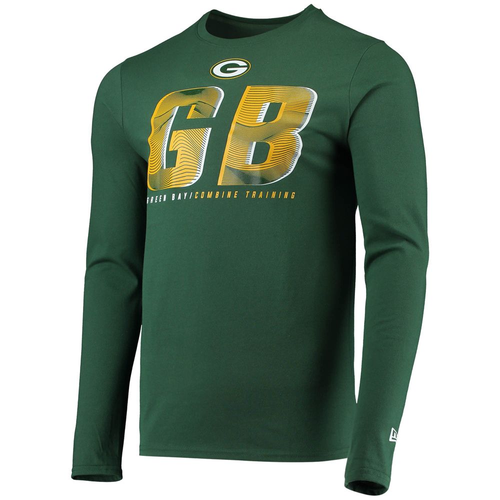 Men's New Era Green Bay Packers Combine Authentic Static Abbreviation Long Sleeve T-Shirt